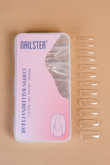 5 x Coffin/Ballerina Medium Clear Tippar