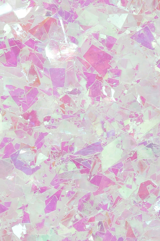 Glas Flake White/Pink Glitter